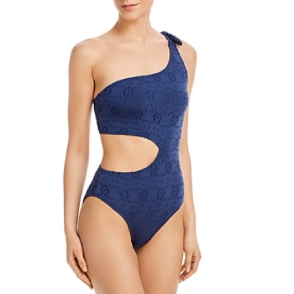 Bloomingdale’s Aqua One Shoulder Side Cutout One Piece Swimsuit, Size S NWT - Picture 7 of 7